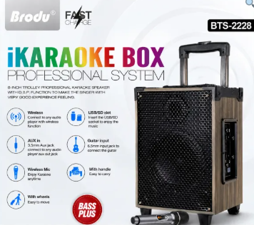 Brodu BTS-2228 Karaoke Speaker with Wireless Mikrofon